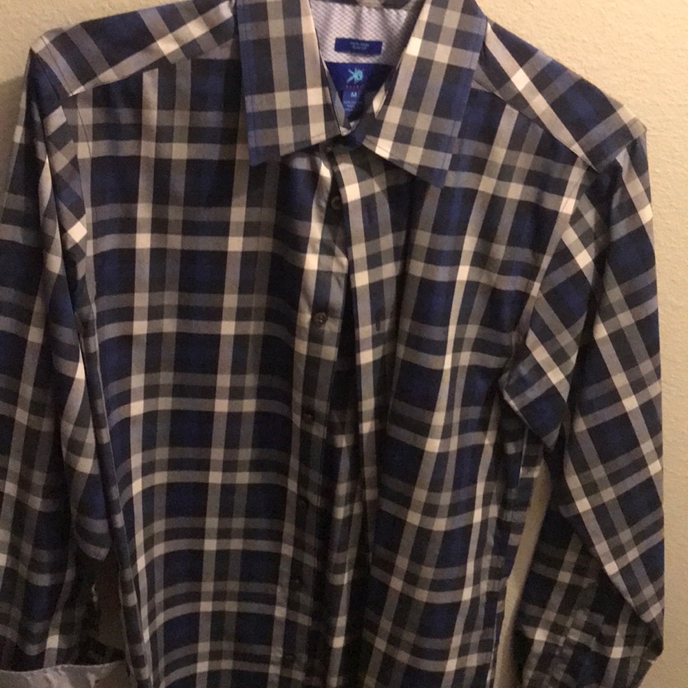 Egara Dress Shirt Medium Blue 100% Cotton Slim Fit